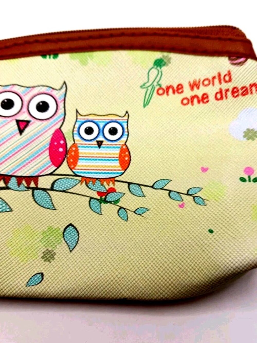 Owl Zippered Coin Purse -Wallet-One World One Dream 4"× 5" - Picture 3 of 6